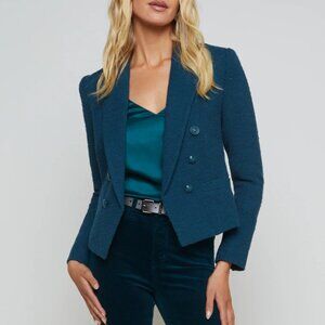 L'AGENCE Teal Double-Breasted Blazer